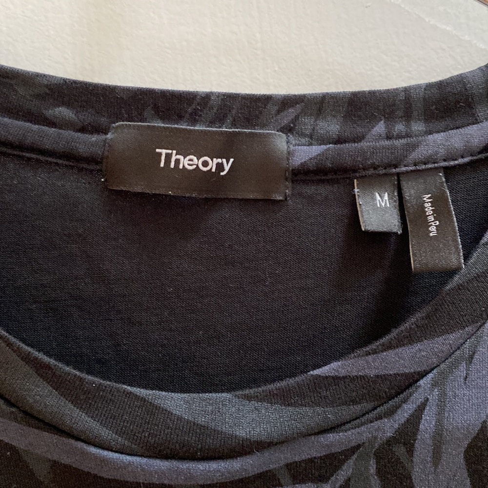 Theory men’s medium black patterned cotton t-shirt - Picture 3 of 3